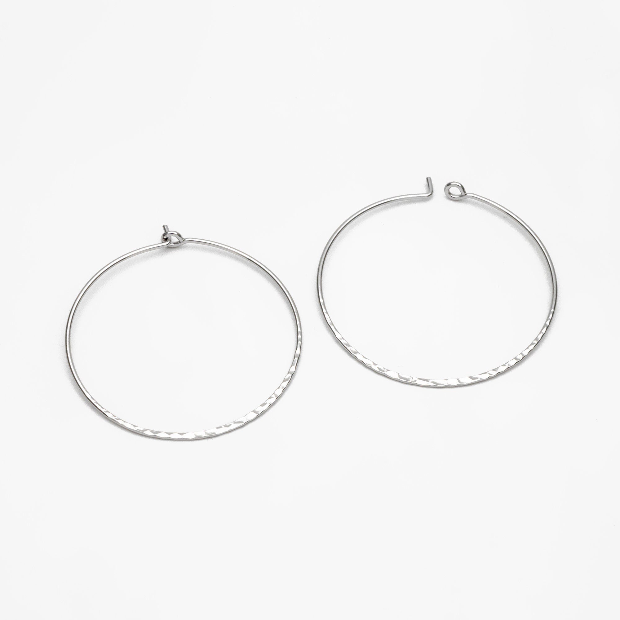10pcs Gold/ Silver Large Hoop Ear Wire, 43mm, Gold/ Rhodium plated Brass Hoop Earrings, Threader Earring Components (GB-3680)